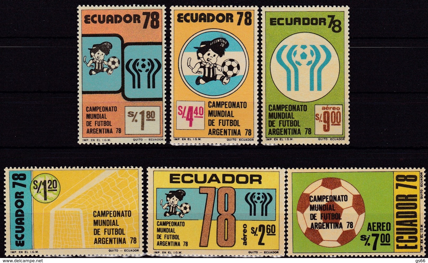 Ecuador, 1978, 1782/87, Fußballweltmeisterschaft ’78, Argentinien. MNH ** - Equateur