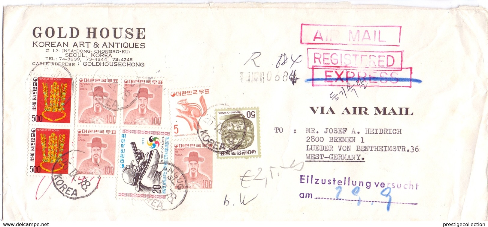 COREA AIR MAIL COVER  REGISTRED 1978     (FEB190016) - Corea Del Nord