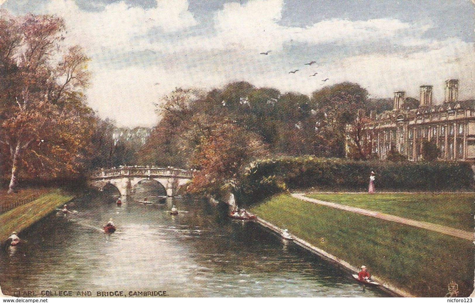 "Clare College And Bridge..Cambridge" Tuck Oilette Posttcard # 7150 - Tuck, Raphael