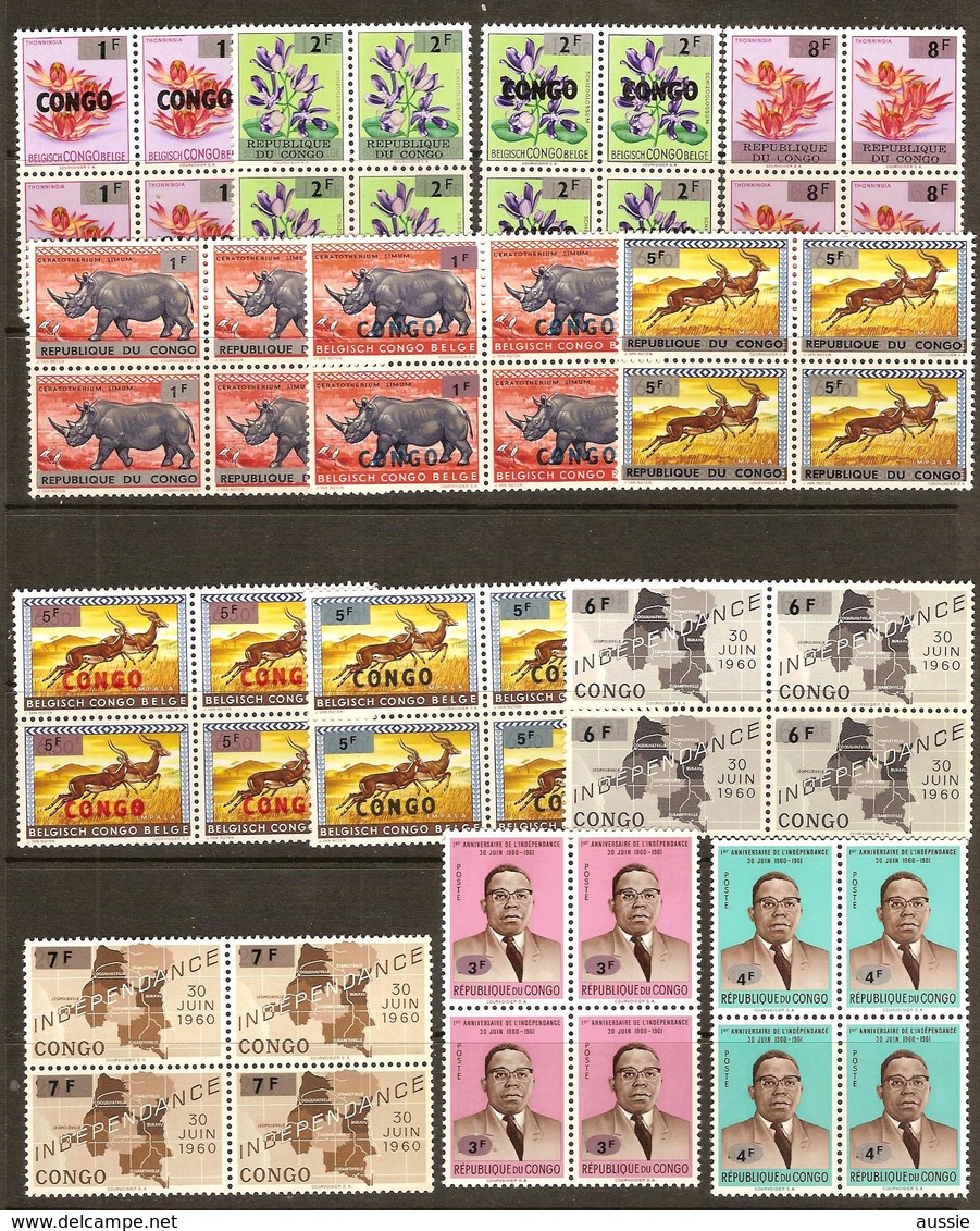 Congo 1964 OCBn° 532-544 *** MNH 4 Séries Cote 80 € Timbres Surchargés - Nuovi