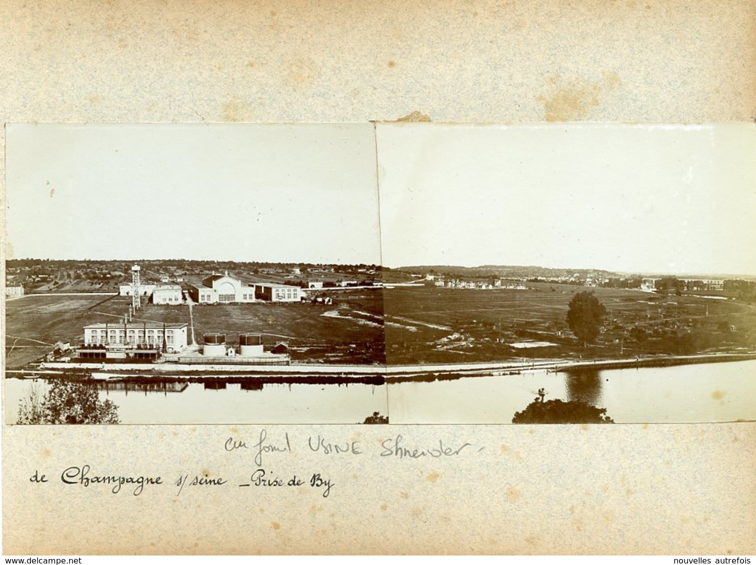 12 PHOTOS ORIGINALES - CHAMPAGNE SUR SEINE (USINE SCHNEIDER,VUE ),THOMERY ( LES MURS,LA SEINE),SAINT MAMMES PONT 1909. - Lieux