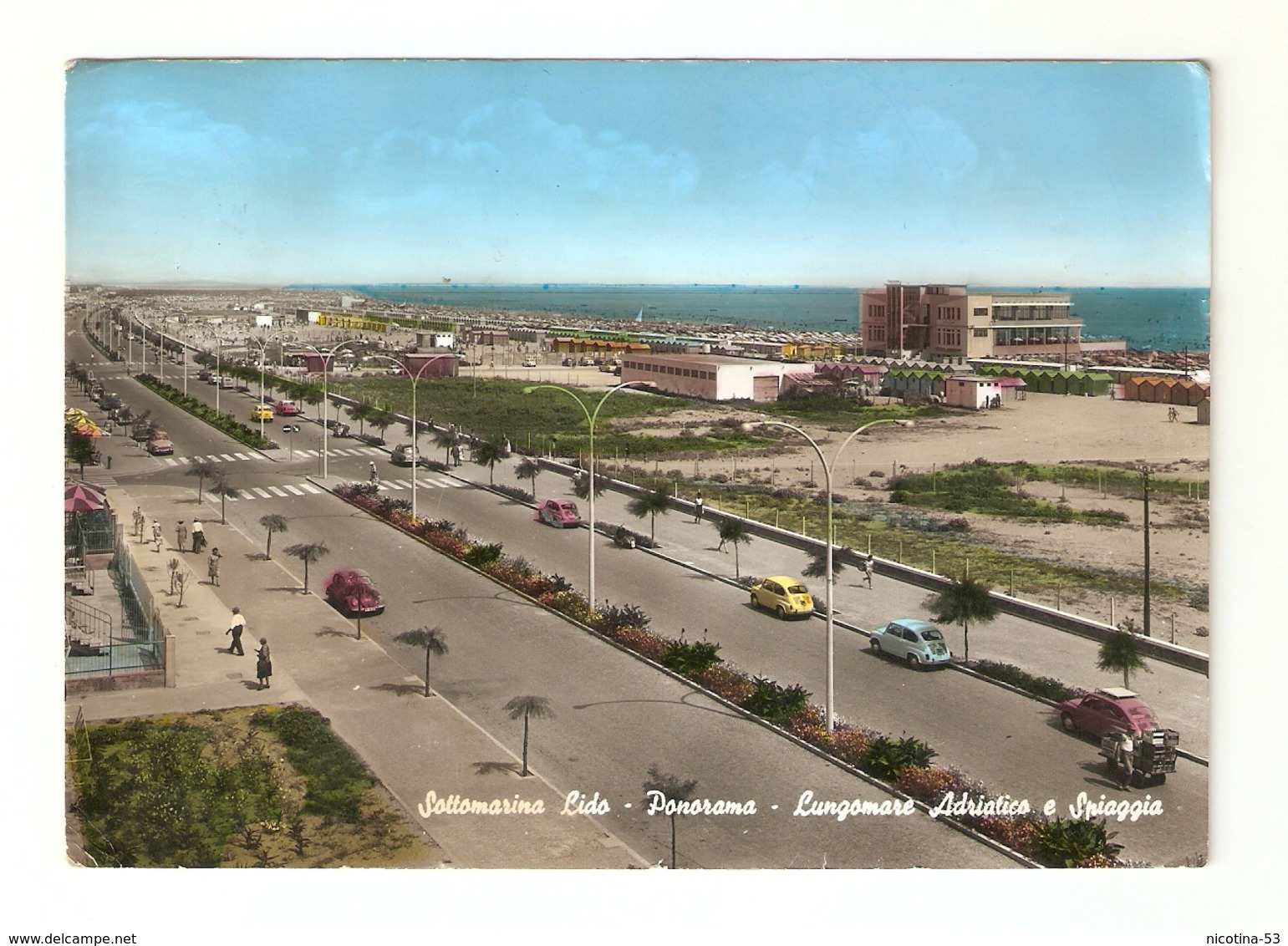 CT--02769-- SOTTOMARINA LIDO(VENEZIA)-PANORAMA-LUNGOMARE ADRIATICO E SPIAGGIA-VIAGGIATA 1962 - Altri & Non Classificati