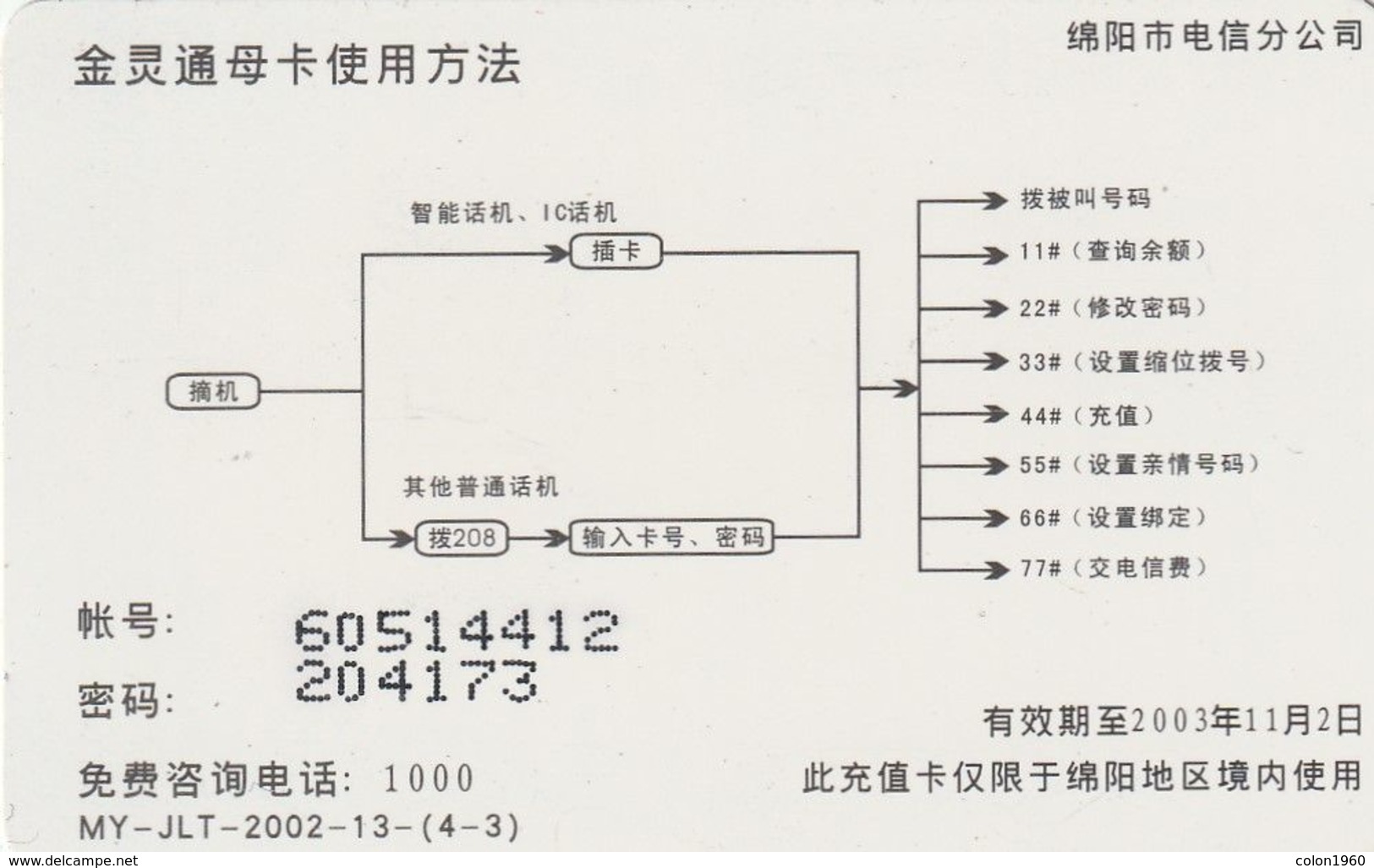 TARJETA TELEFONICA DE CHINA USADA. Merry Christmas - 3/4. MY-JLT-2002-13- (4-3). (230) - Christmas