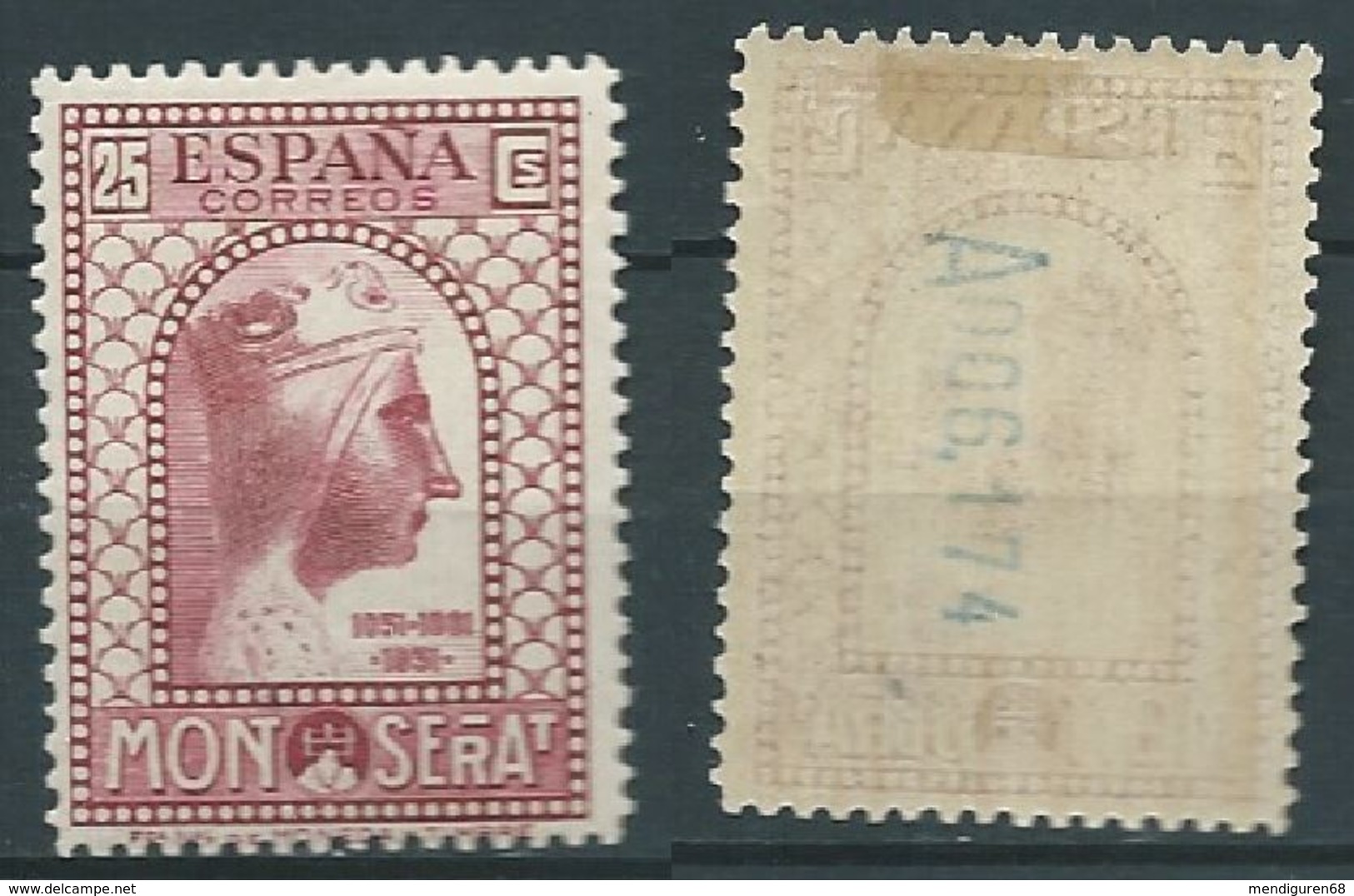 ESPAGNE SPAIN SPANIEN ESPAÑA ESPAÑA 1931 MONTSERRAT 25 Cts LILLE-ROSE MH WITH HINGED ED 642 YV 479 MI 604 SG 719 SC 507 - Neufs