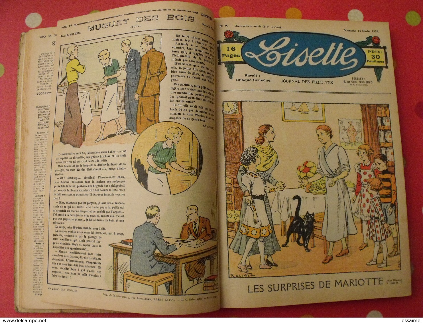 Lisette, album XX. 1er semestre 1937. recueil reliure le rallic levesque louys cazaro