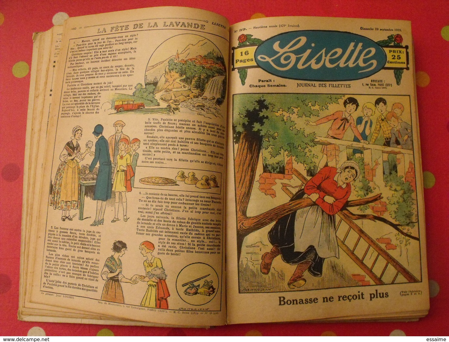Lisette, album 5 V. 1929-1930. recueil reliure. le rallic levesque maitrejean cuvillier bourdin