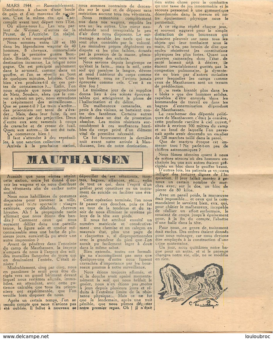 RESISTANCE CHARLES RENAUD DE LA SNCF  DEPORTE A MAUTHAUSEN COUPURES EXTRAITS DE  3 JOURNAUX - 1939-45