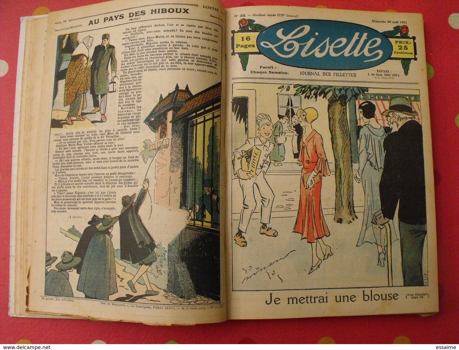 Lisette, album 9 IX. 1931-1932. recueil reliure. le rallic levesque maitrejean cuvillier bourdin dot