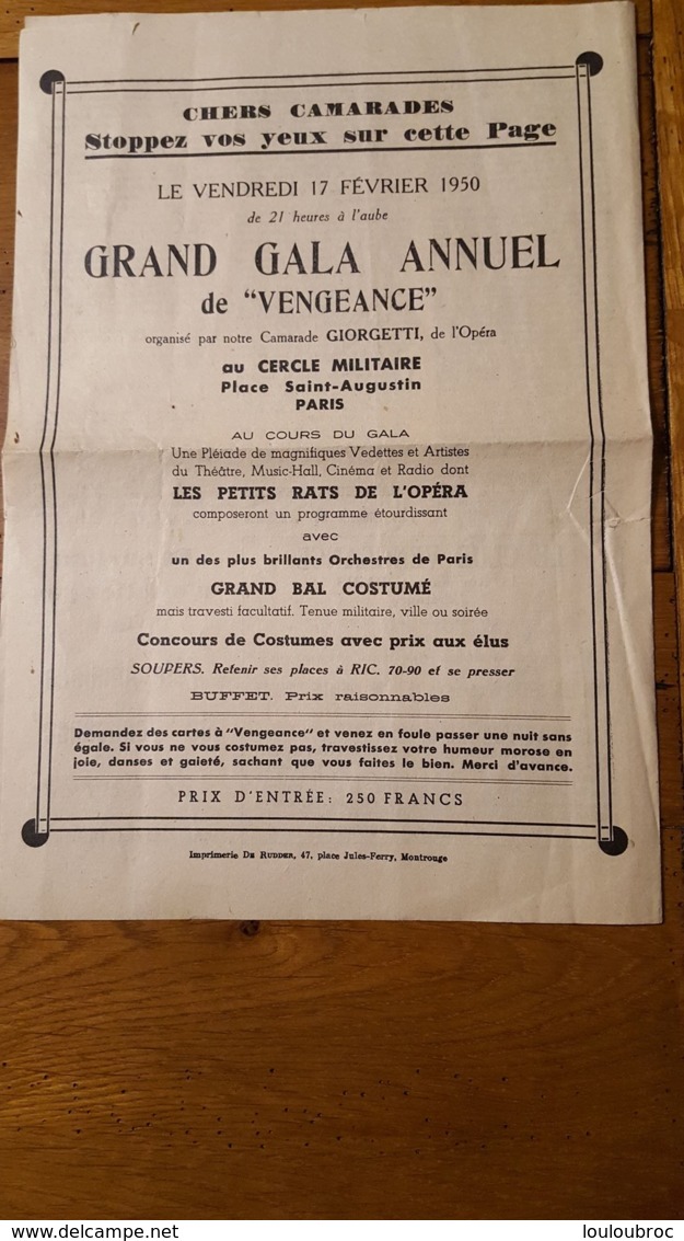 RESISTANCE LE COMBATTANT DE L'IDEAL LES ANCIENS DE VENGEANCE 2 FEUILLETS 1950 AVEC RESISTANTS NOMMES - Historische Documenten