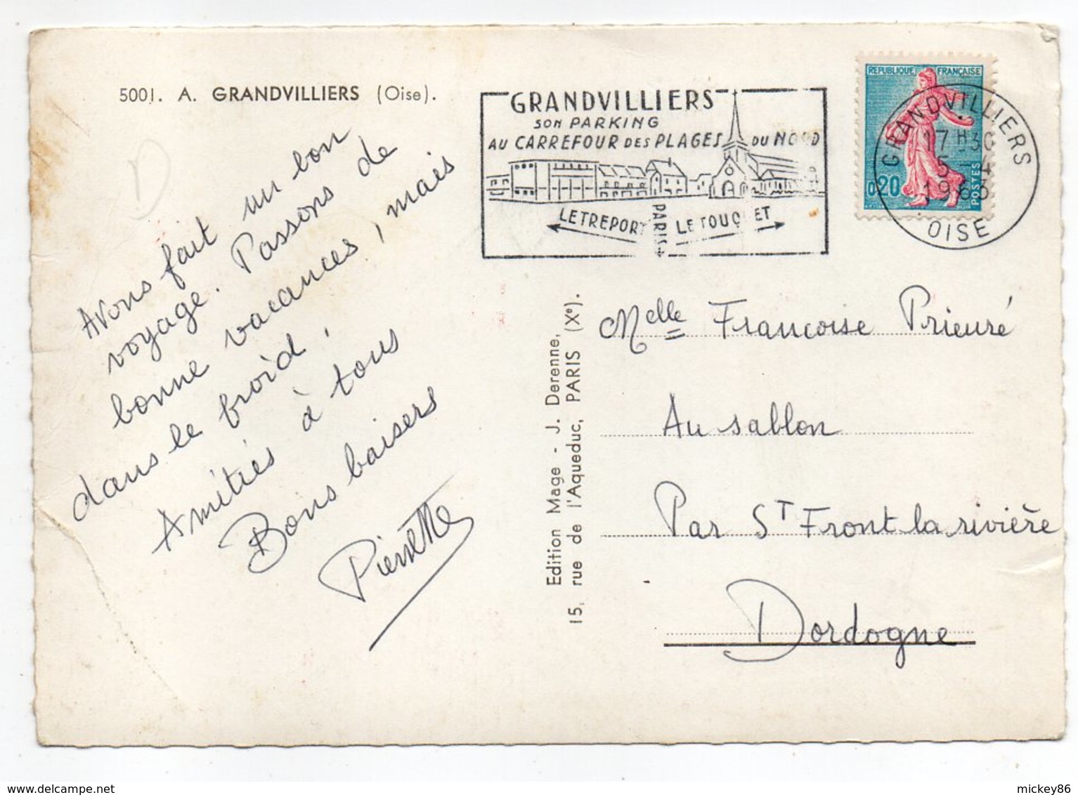 GRANDVILLIERS -- 1963--Multivues --timbre--cachet .............pas Très Courante - Grandvilliers