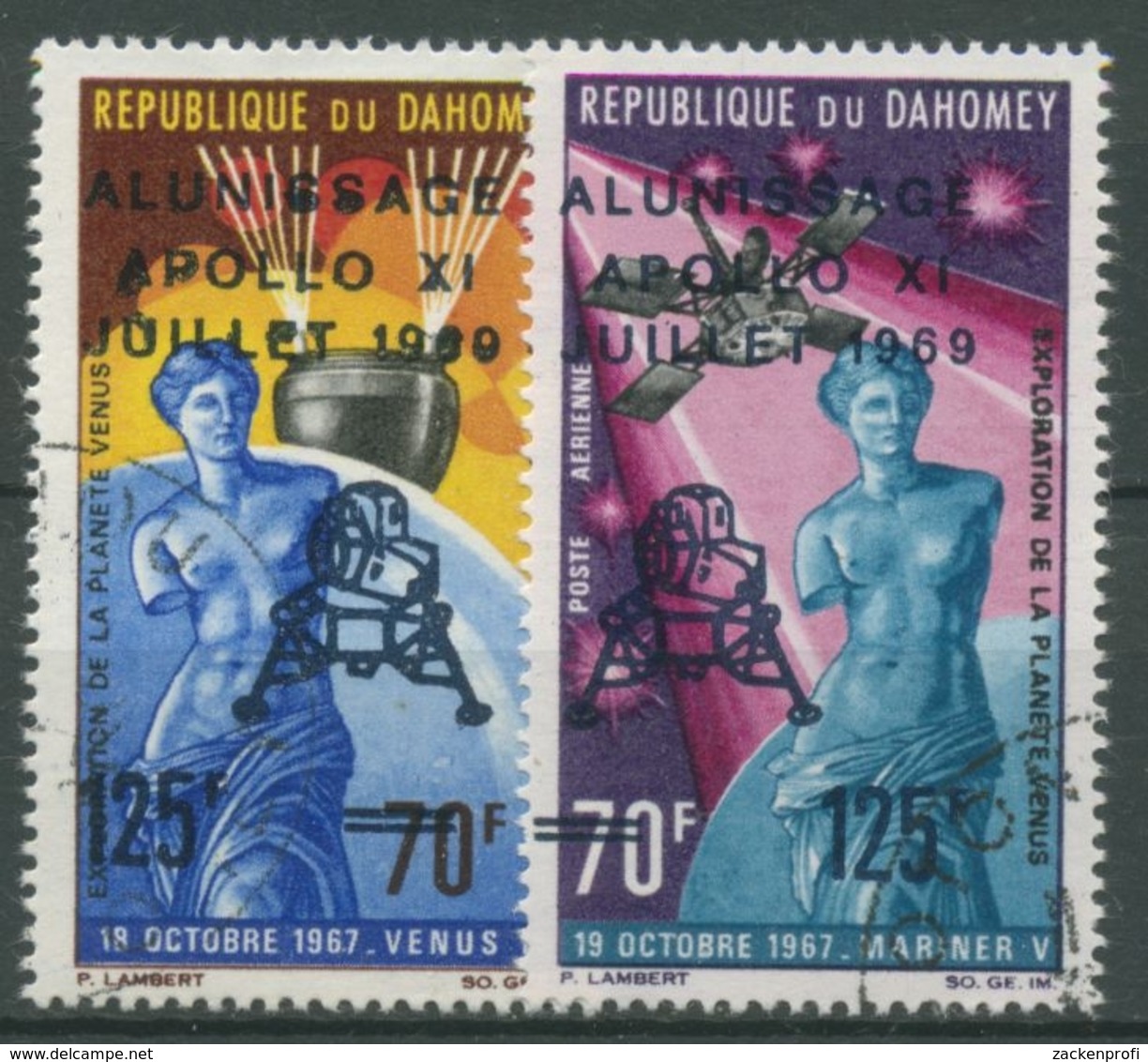 Dahomey 1969 Apollo XI Erste Bemannte Mondlandung 387/88 Gestempelt - Benin – Dahomey (1960-...)