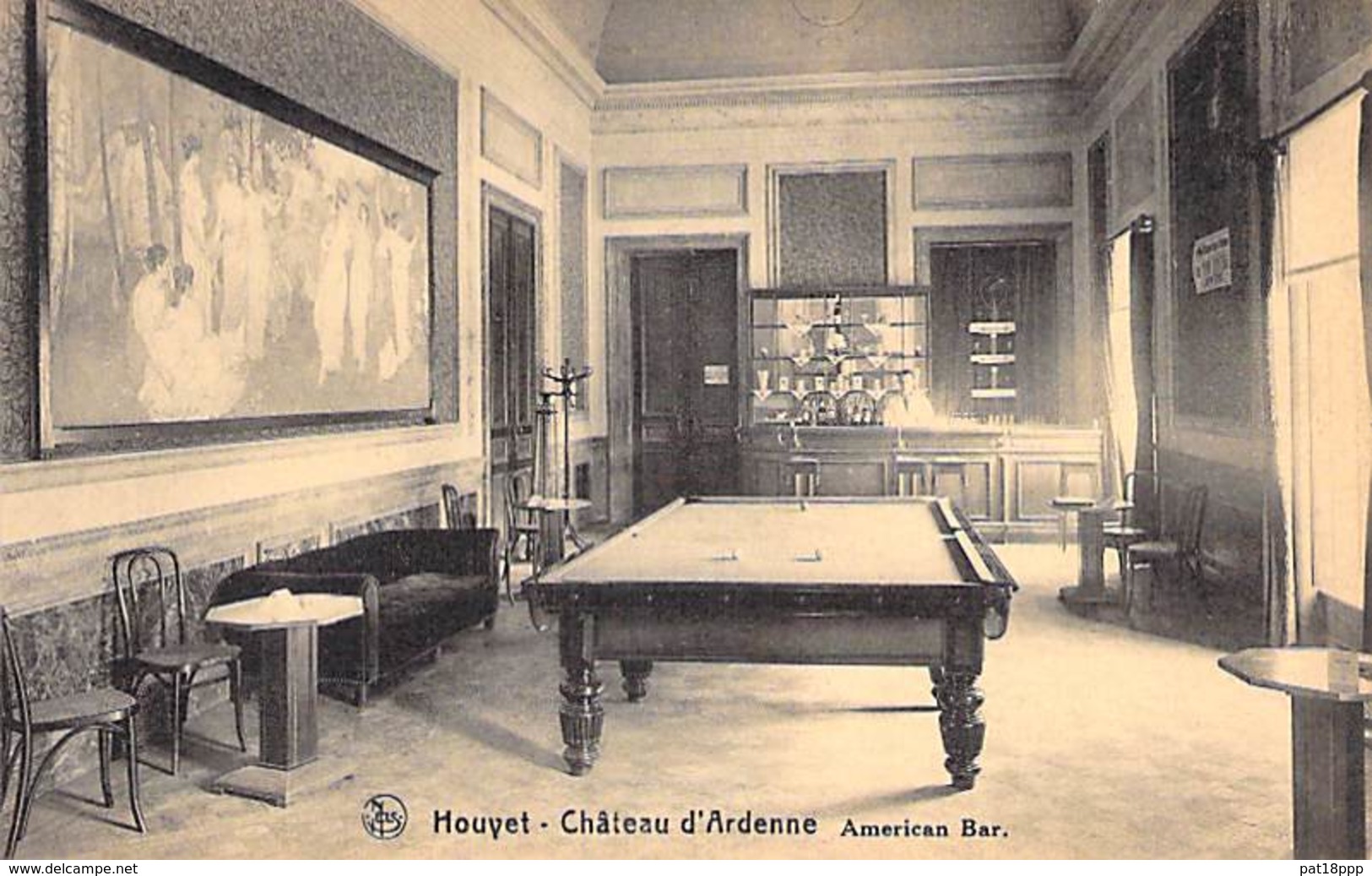 BILLARD Billiards ( Belgique Namur ) HOUYET Hotel Du CHATEAU D'ARDENNE - American Bar CPA Biljart Billar Biliardo Bilhar - Autres & Non Classés