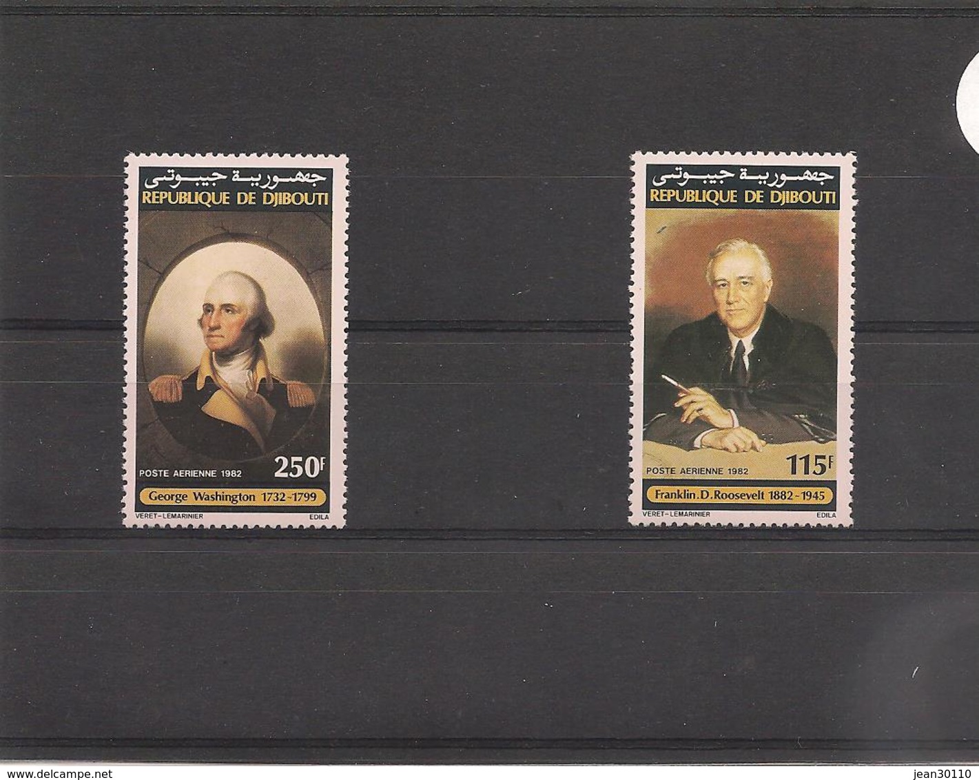 DJIBOUTI Années 1991/92 Hommes Célèbres Georges Washington Et Benjamin Franklin P.A.   N° Y/T :176/177** - Djibouti (1977-...)