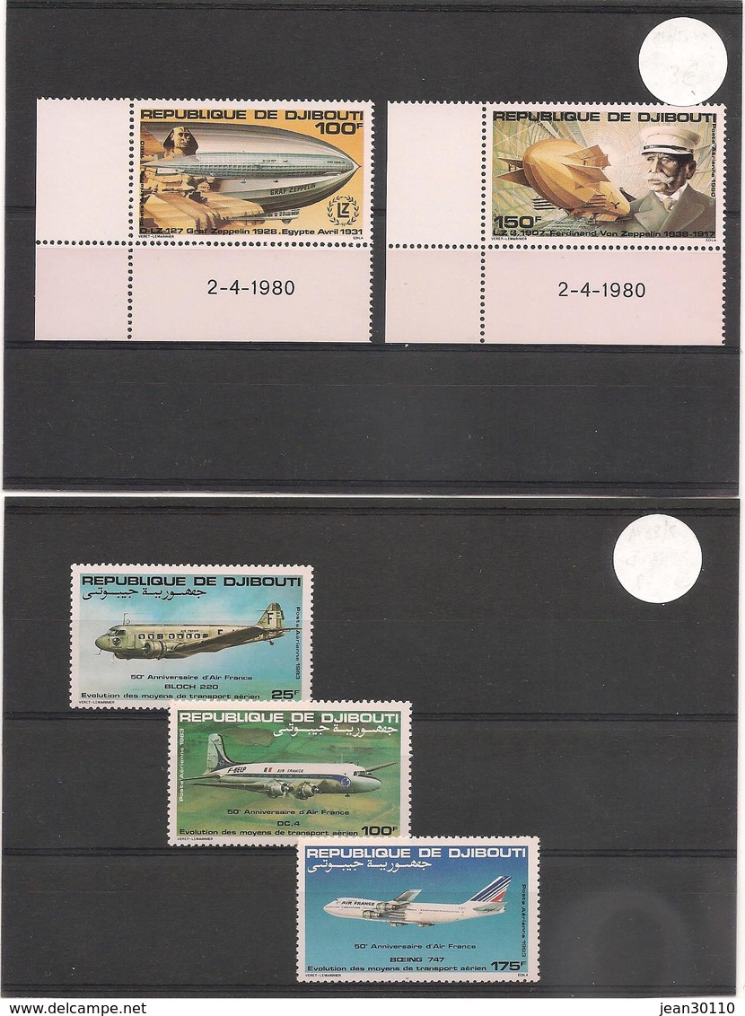 DJIBOUTI Années 1980/88 Aéronautique Avions   LOT**Côte : 27,85 € - Djibouti (1977-...)