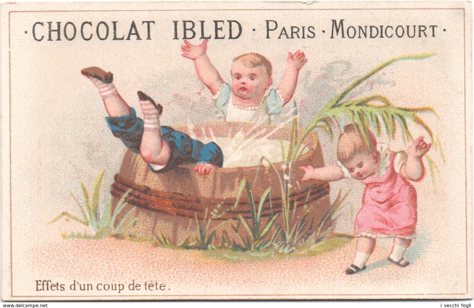 Chromo, Victorian Trade Card. Enfants Et La Baignoire Dangereuse. Mastello Pericoloso. - Ibled