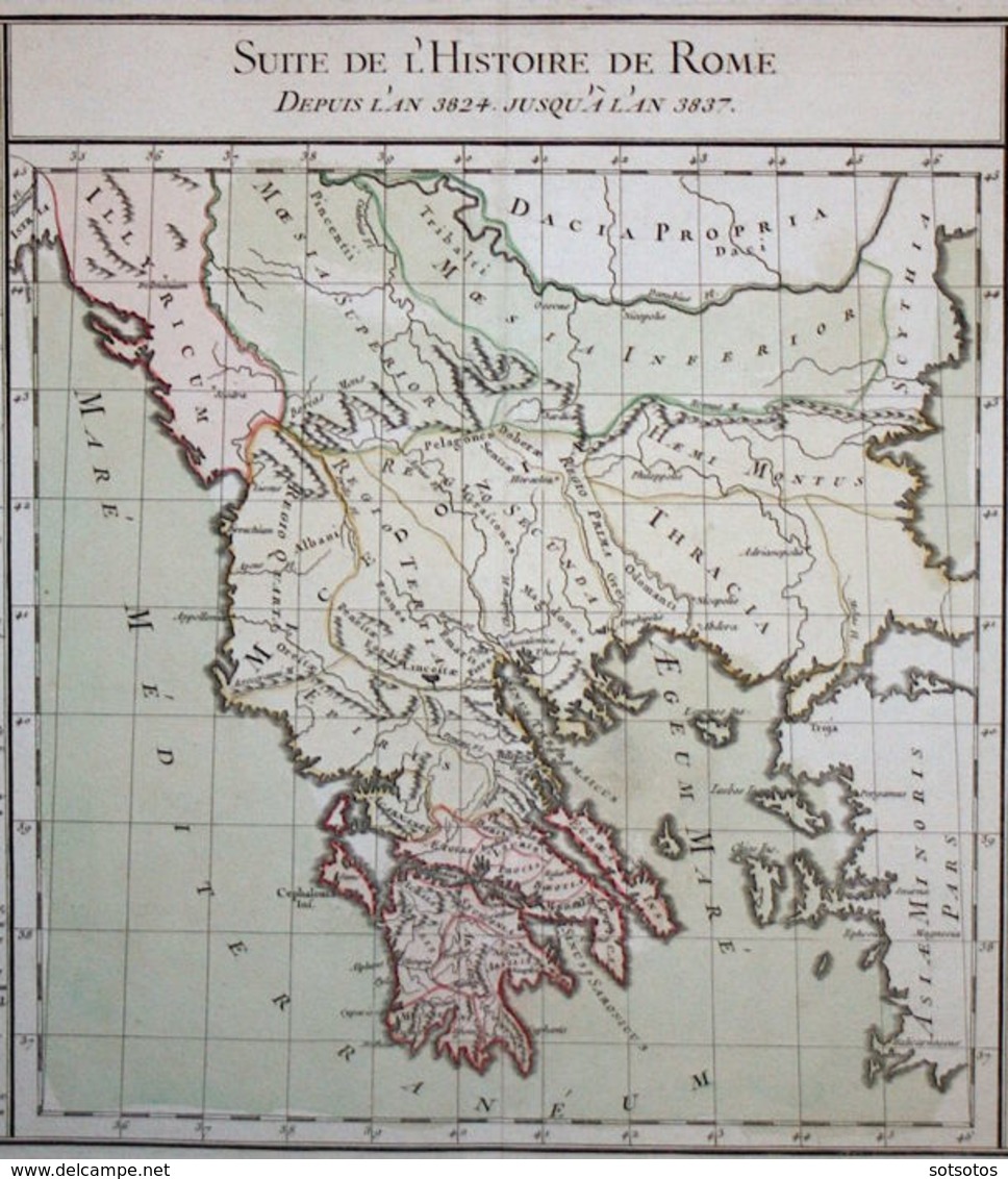 Greece, Albania, Bulgaria; Buy De Mornas - Suite De L'Histoire De Rome - 1762 - Geographical Maps