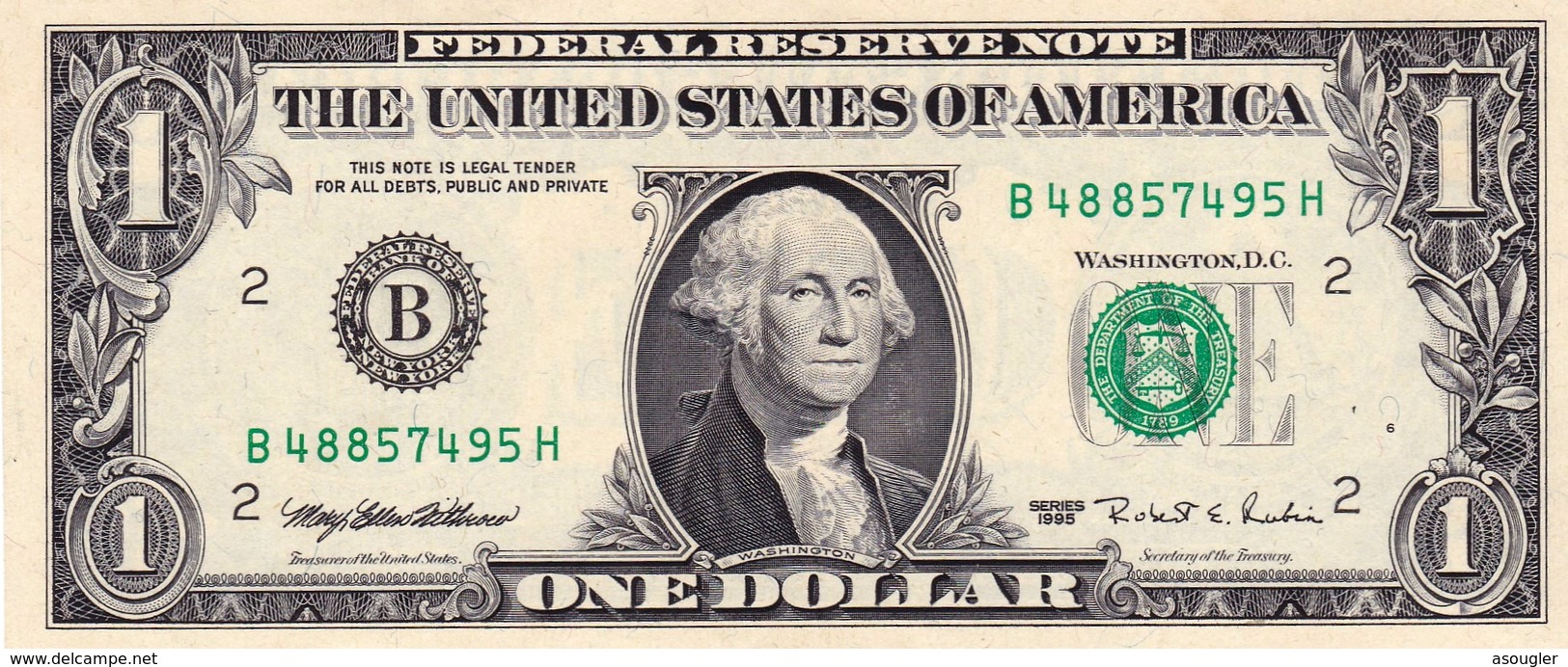 USA 1 Dollar Of Federal Reserve Notes 1995 WEB PRESS B-H 6/12 UNC "free Shipping Via Registered Air Mail" - Billets De La Federal Reserve (1928-...)