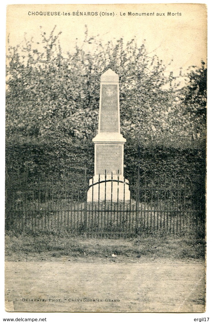 60360 CHOQUEUSELES BÉNARDS - Le Monument Aux Morts - Sonstige & Ohne Zuordnung