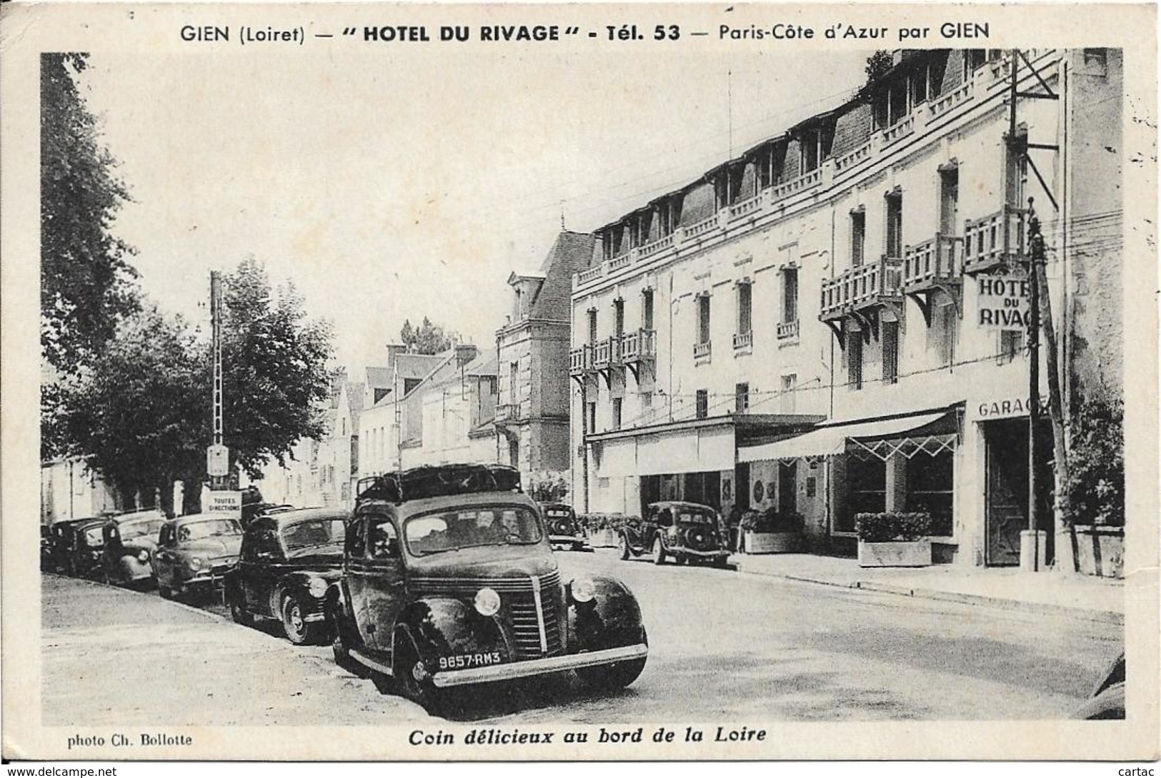 D45 - GIEN - "HÔTEL DU RIVAGE"-PARIS-CÔTE D'AZUR PAR GIEN-COIN DELICIEUX AU BORD DE LA LOIRE-RLT 4CV-Aronde-Traction-2CV - Gien