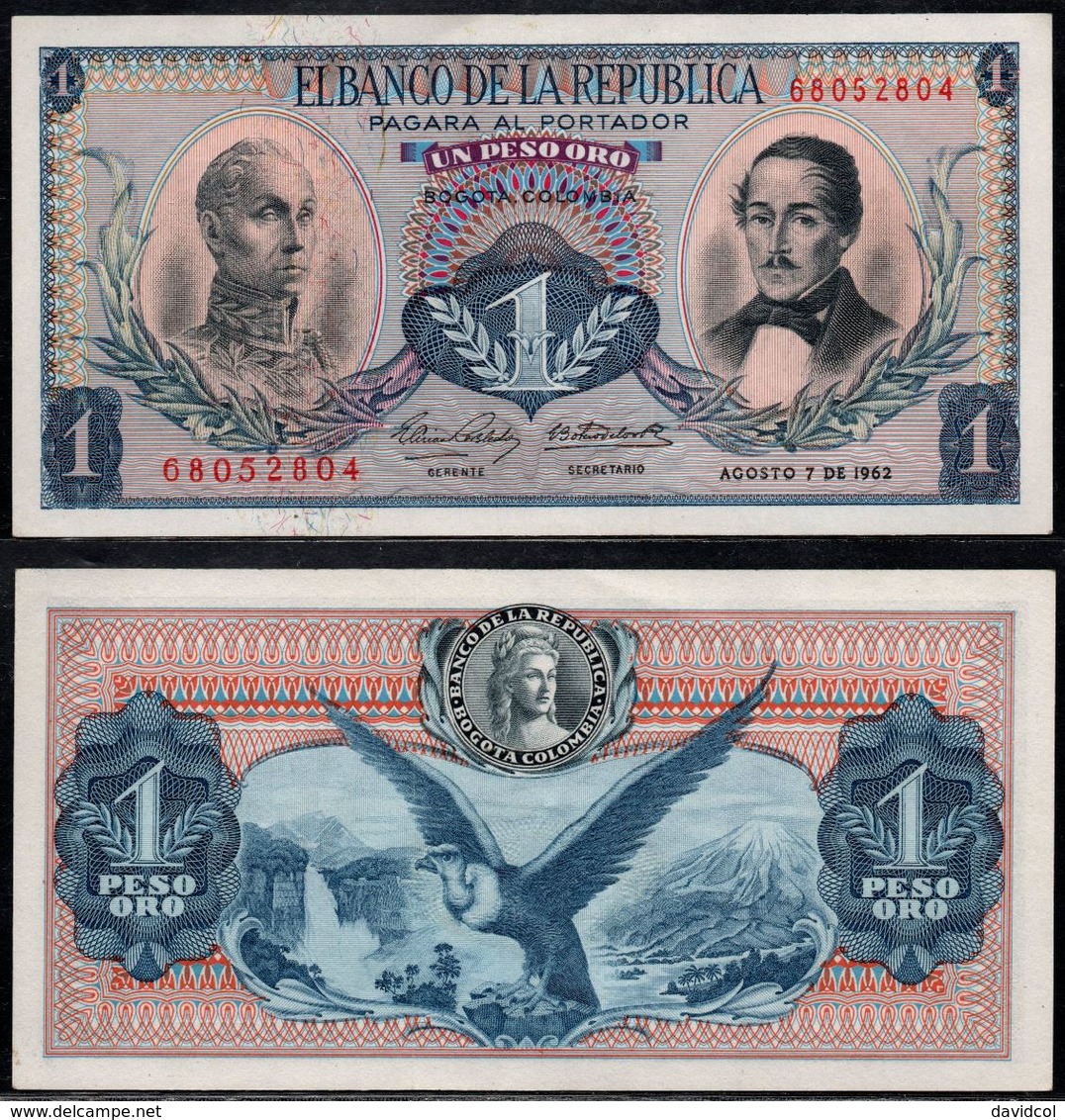 COLOMBIA - 1962 - UN PESO ORO ( $ 1 ) - UNCIRCULATED. CONDITION 9/10 - Colombie
