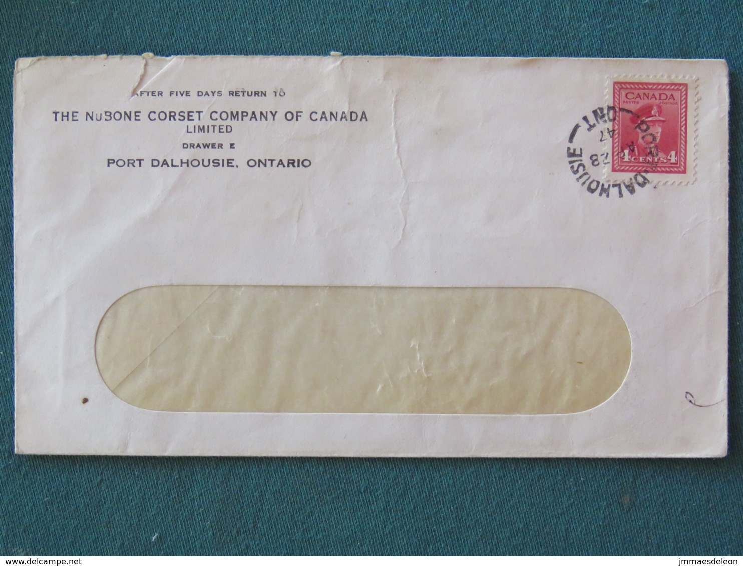 Canada 1947 Cover Port Dalhousie To Edson - Nubone Corset Logo - King George VI - Lettres & Documents