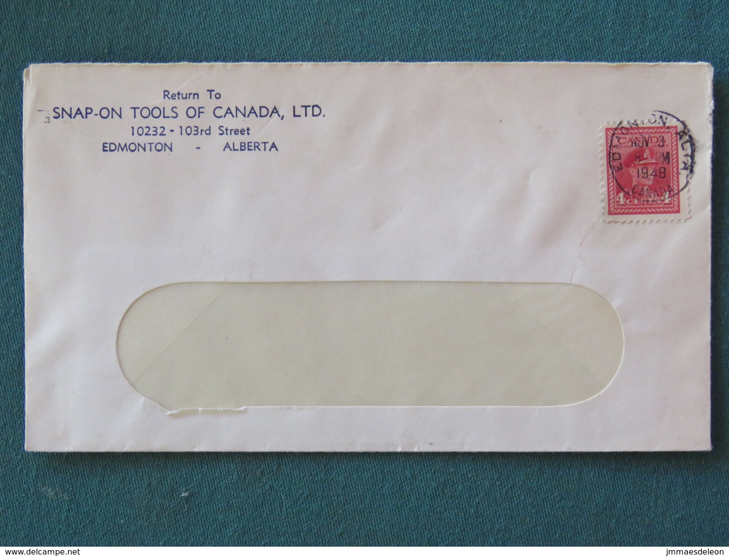 Canada 1948 Cover Edmonton - Snap-on Tools Logo - King George VI - Lettres & Documents