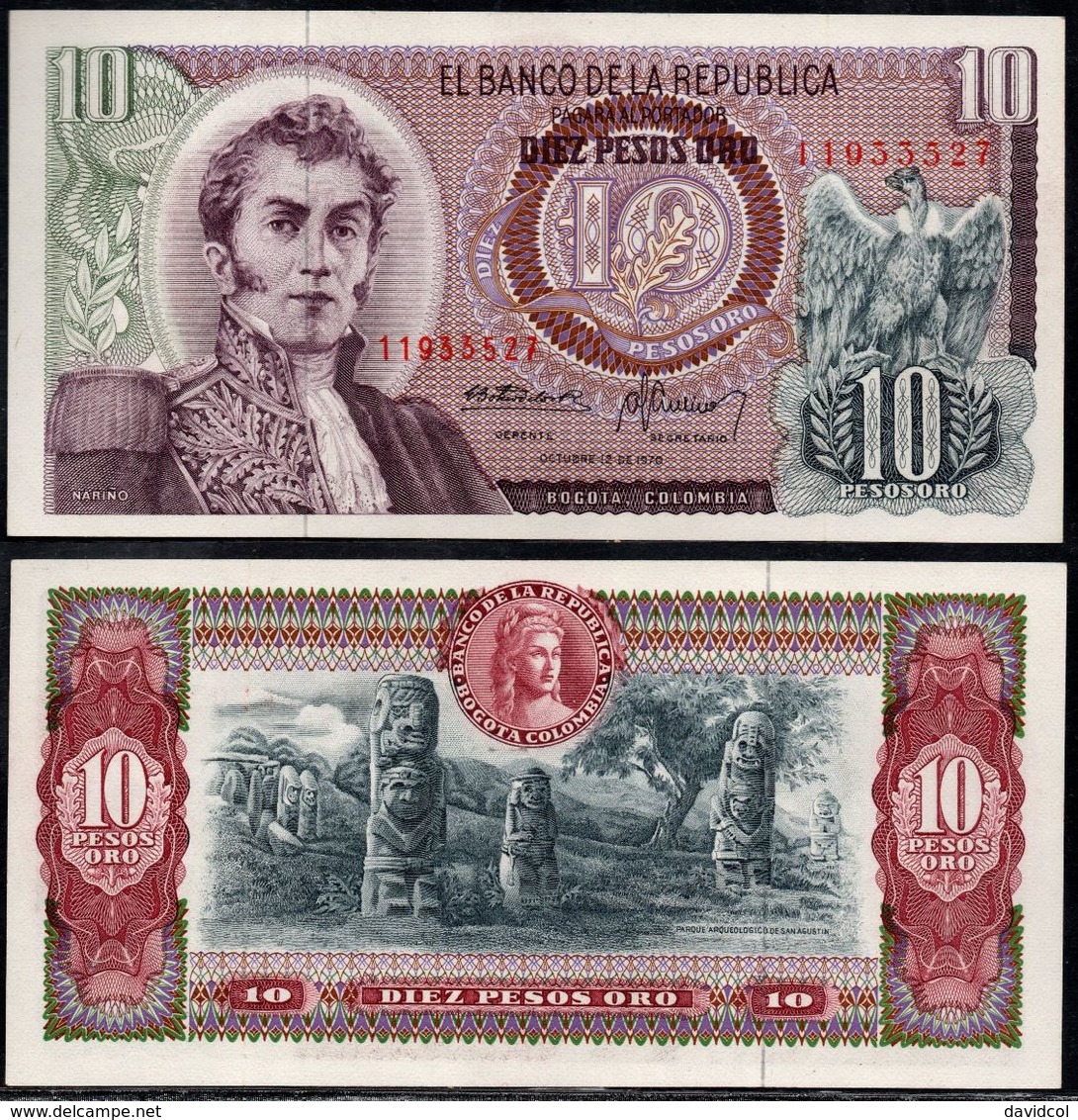 COLOMBIA - 1970 - DIEZ PESOS ORO ( $ 10 ) - UNCIRCULATED. CONDITION 9/10 - Colombia