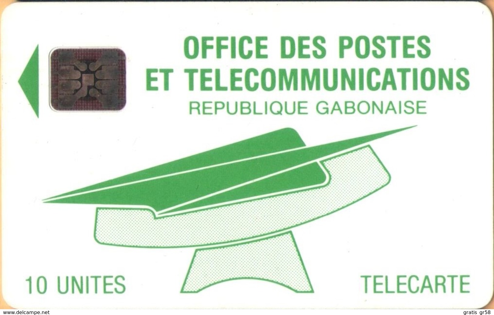 Gabon - GAB-12, (OPT), Logo Green, CN  C2A+6 Digits, Logos, 10 Units, Used As Scan - Gabun