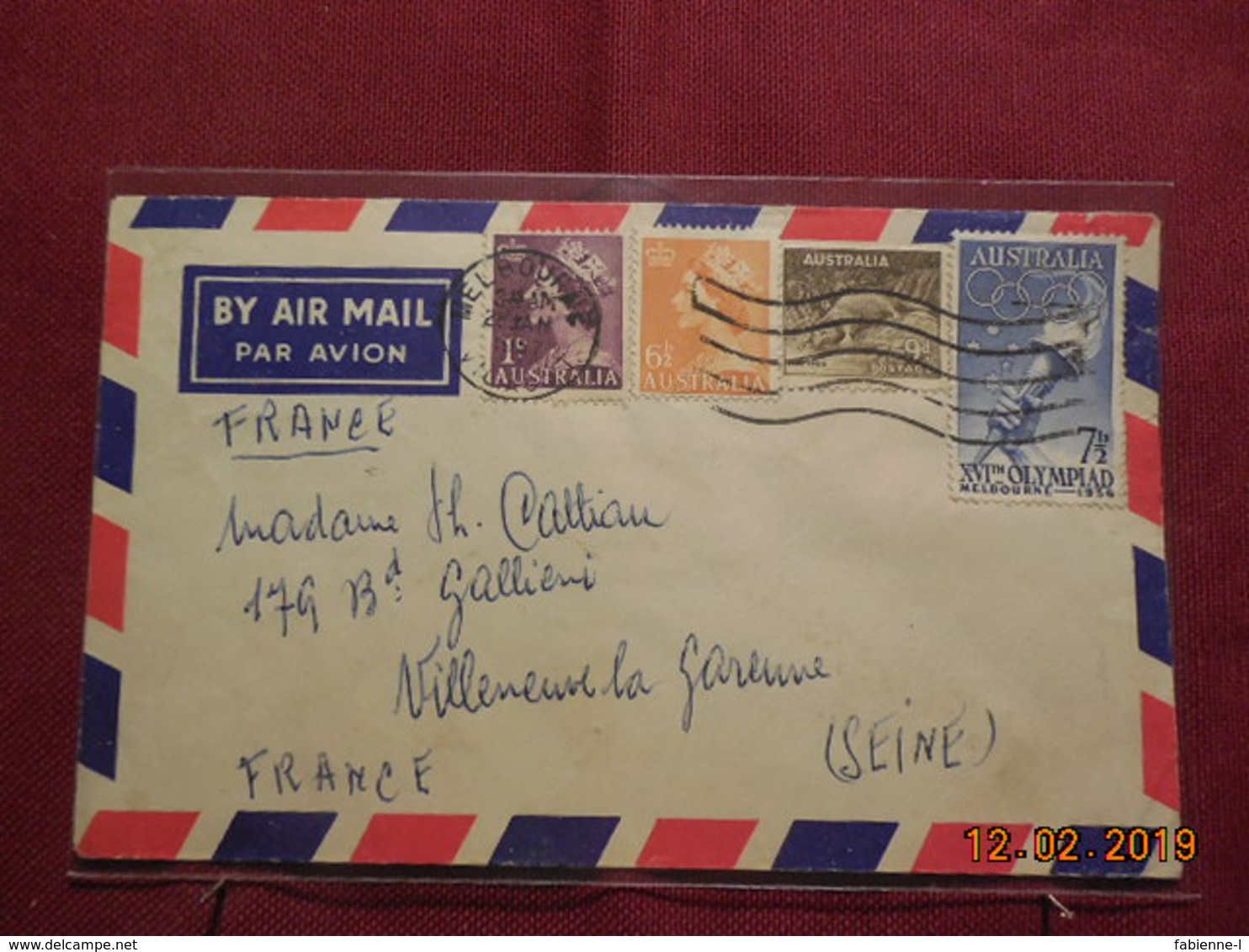 Lettre De 1957 D Australie Pour Villeneuve La Garenne - Marcophilie