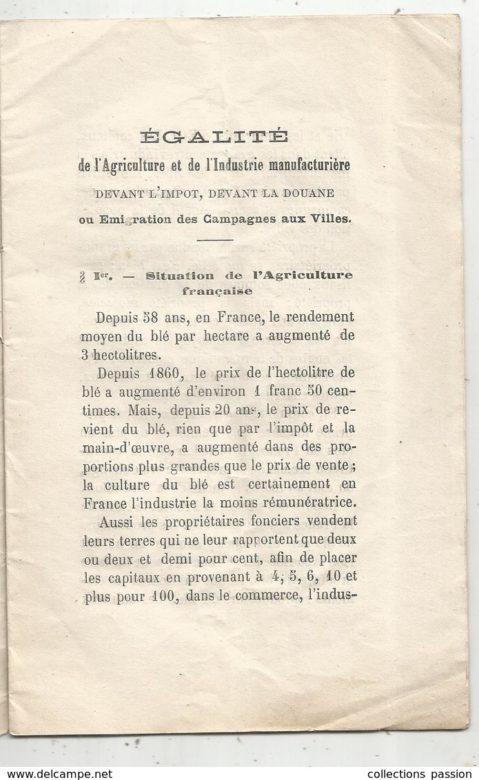 égalité De L'AGRICULTURE Et De L'INDUSTRIE MANUFACTURIERE Devant L'impot , Devant La Douane, Chartres, Frais Fr 1.95 E - Autres & Non Classés