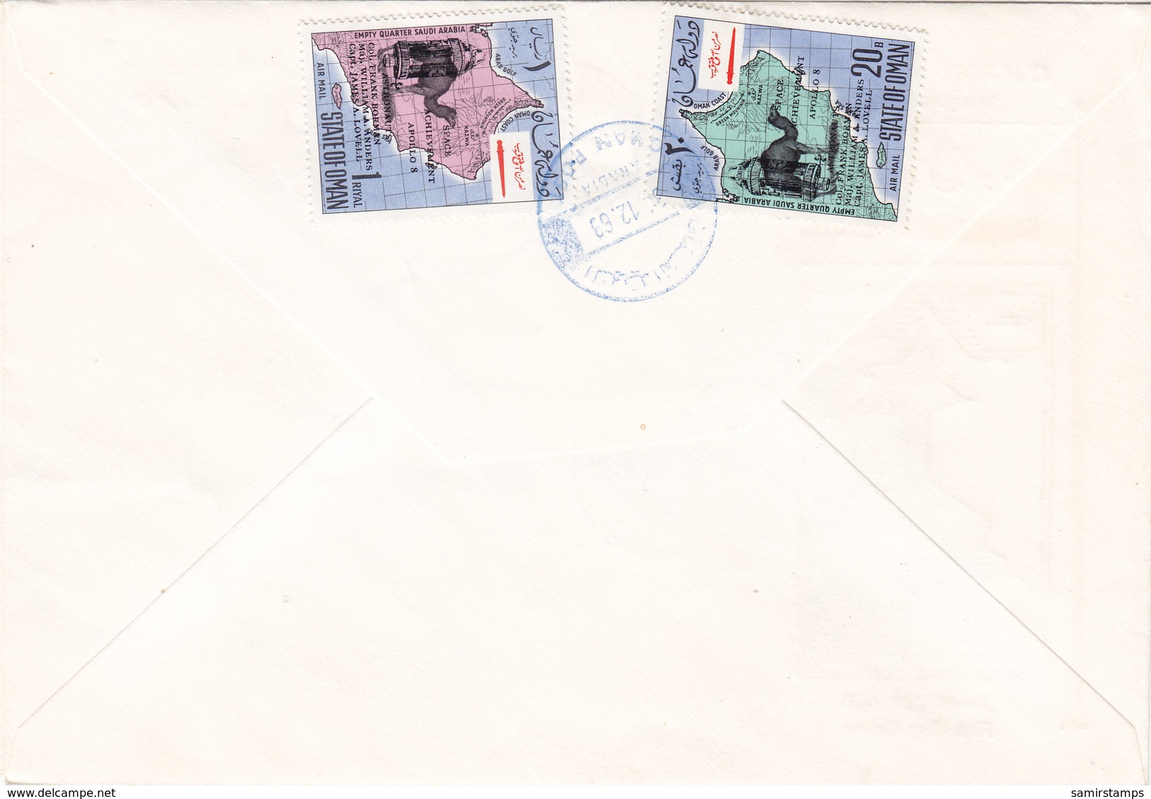 Oman 1968 Registt.com Cover-Definit.issiue Oveprint/Apollo 8,cpl.set 10 V.2 Scans-RARE- Red. Pr. SKRILL PAY ONLY - Oman