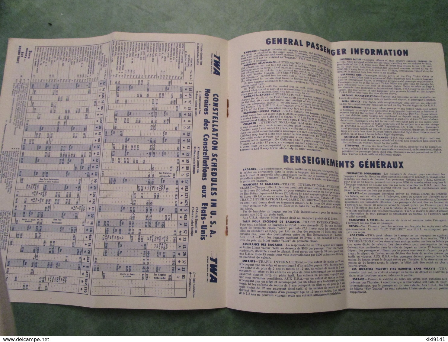 TWA - Fly To And Across The U.S.A. On ONE AIRLINE! - Effective November 1, 1953 (12 Pages) - Horaires