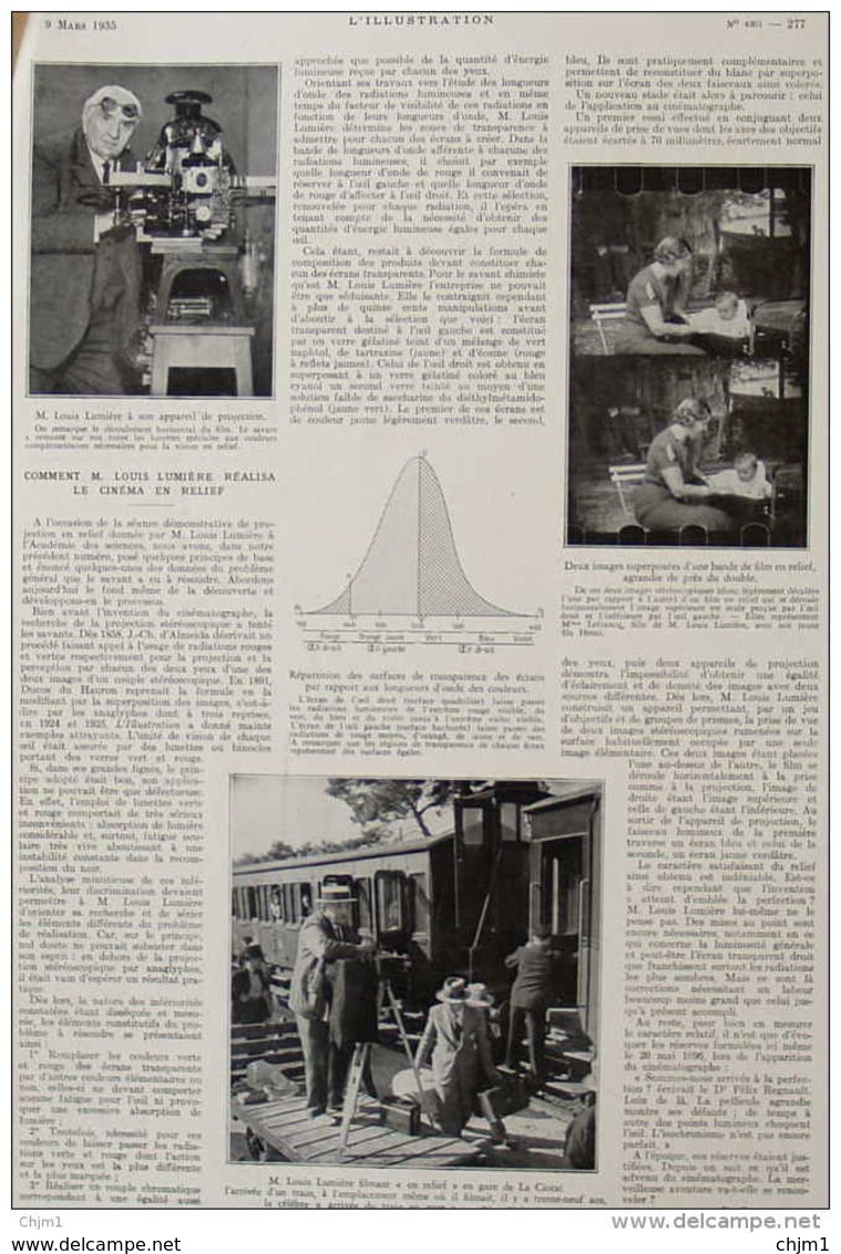 Comment M. Louis Lumière Réalisa Le Cinéma En Relief - Page Original 1935 - Historical Documents