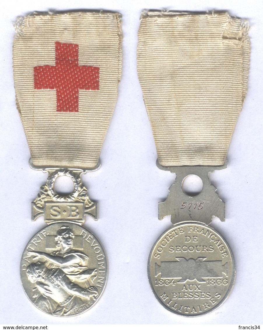 Médaille De La Société Française De Secours Aux Blessés Militaire - 1864 /1866 - Matriculée - Before 1871