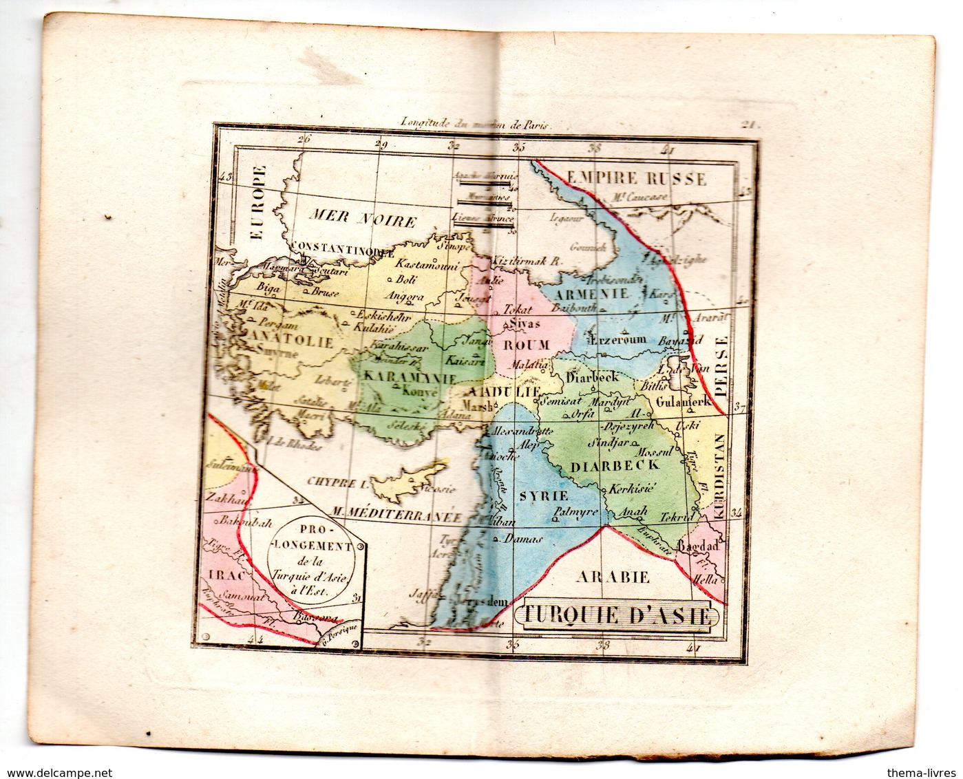 Gravure : Carte De TURQUIE D'ASIE  En Couleurs (vers 1830) (PPP17146/ 21) - Cartes Géographiques