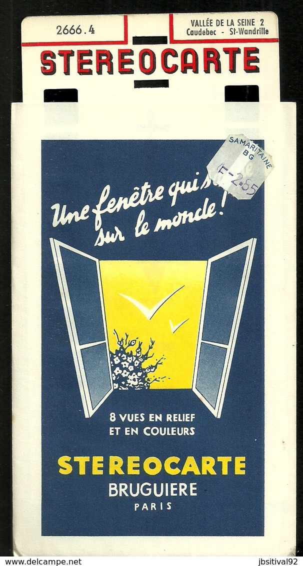 76 VALLEE De La SEINE 2 Caudebec - St Wandrille) N° 2666, 4 - STEREOCARTE Bruguiere PARIS - 8 Vues Relief Et Couleurs - Visionneuses Stéréoscopiques
