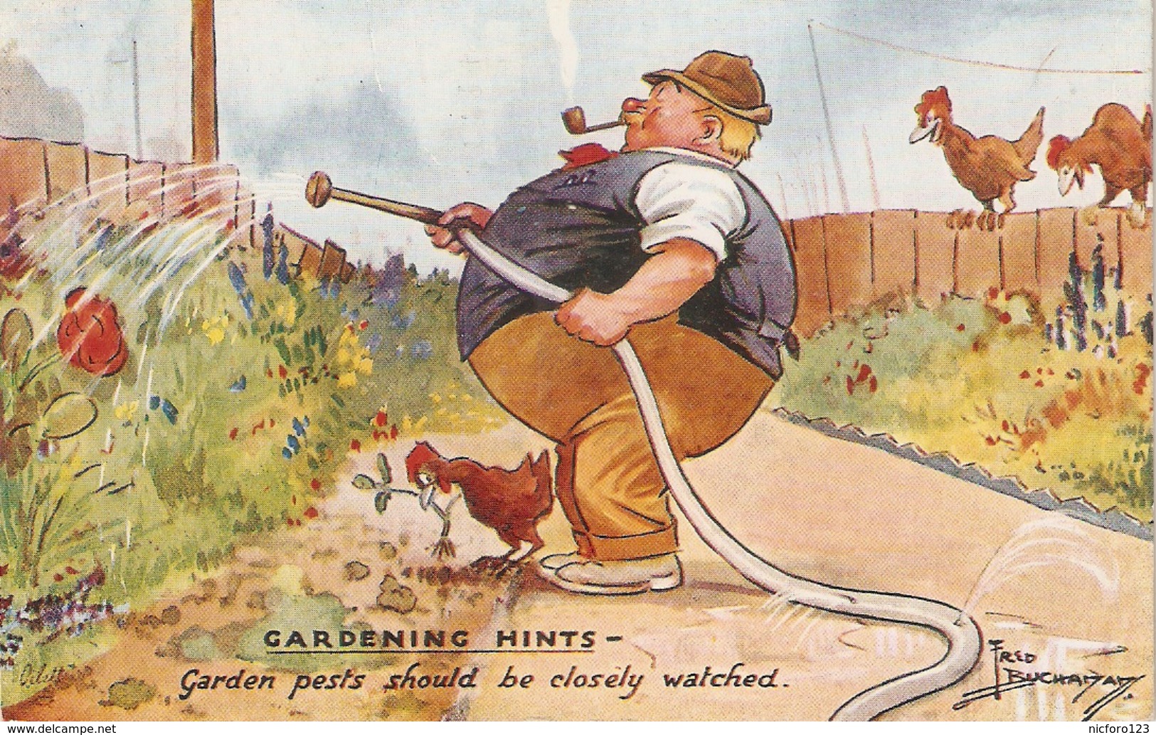 "Fred Buchanan. Gardening Hints. Garen Pests Should Be.." Tuck Oiette PC # 3616 - Tuck, Raphael