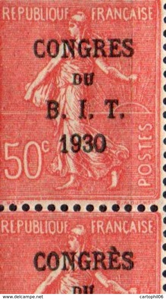 - FRANCE Variété N° 264c Neuf ** - 50 C. Rouge Congrès B.I.T. 1930 - SANS ACCENT SUR LE E Tenant à Normal - Cote 150 EUR - Neufs