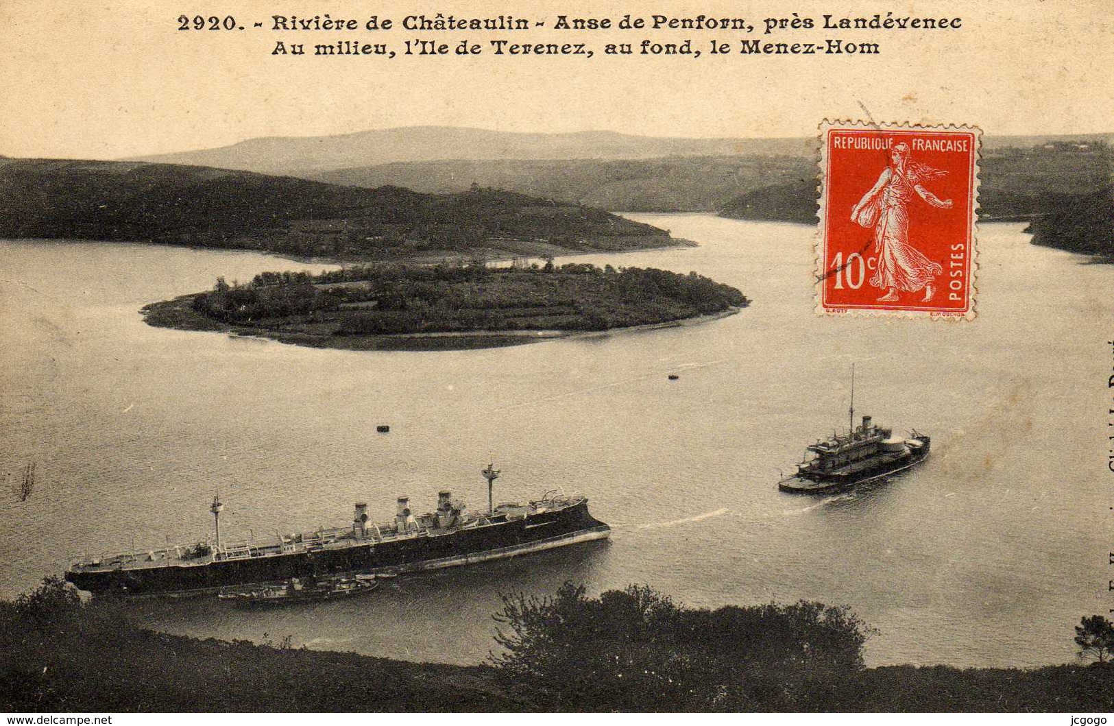 Rivière De Châteaulin.  Anse De Penforn, Près Landévenec. Au Milieu , L'Île De Terenez, Au Fond, Le Menez-Hom. - Châteaulin