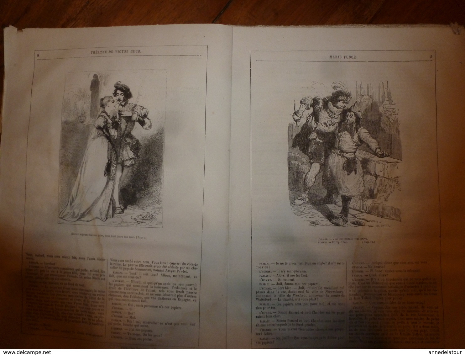 MARIE TUDOR -La Esmeralda ,par Victor Hugo -18 dessins par Foulquier,G. Séguin et Riou - Edition J. Hetzel (ill Beaucé)