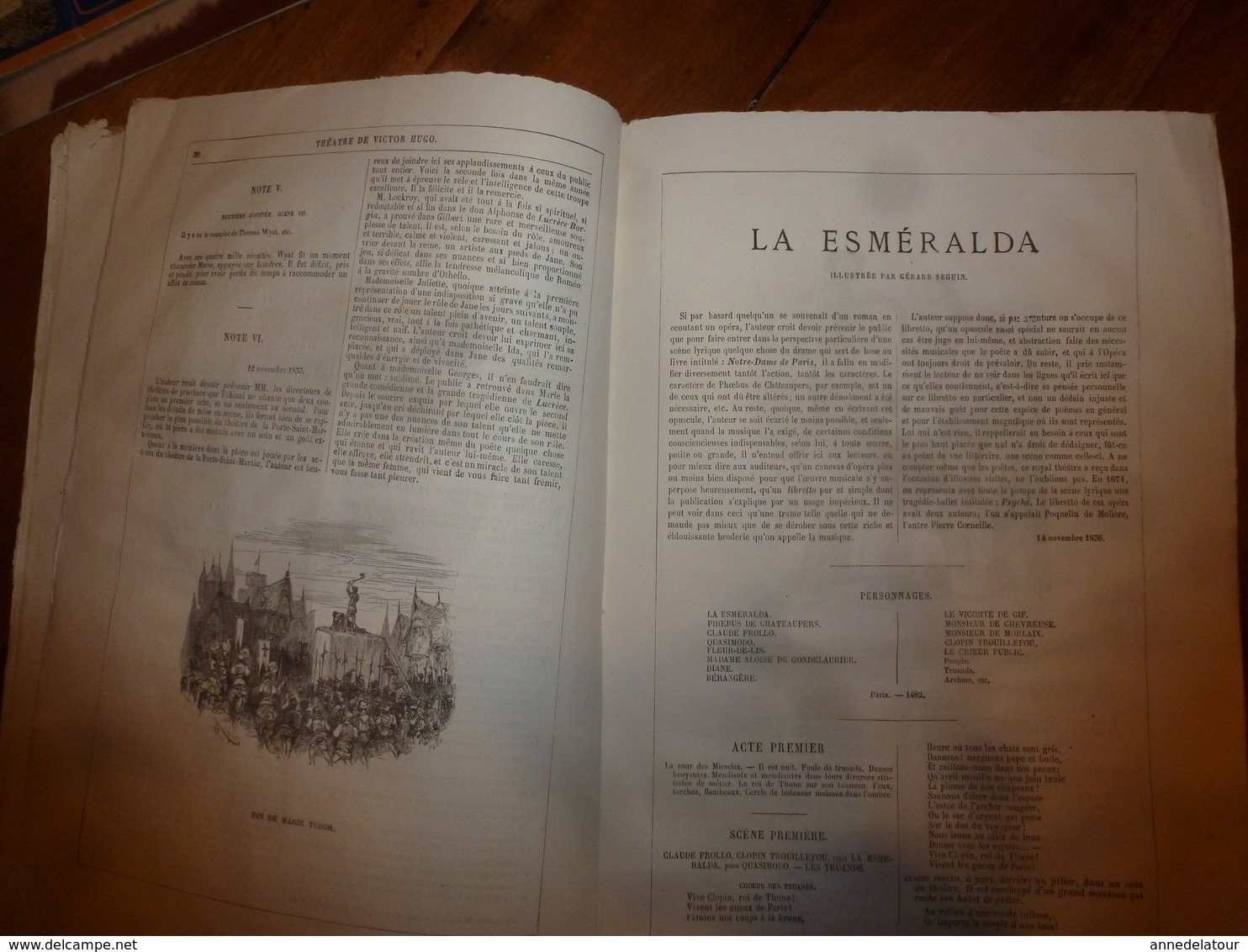 MARIE TUDOR -La Esmeralda ,par Victor Hugo -18 dessins par Foulquier,G. Séguin et Riou - Edition J. Hetzel (ill Beaucé)