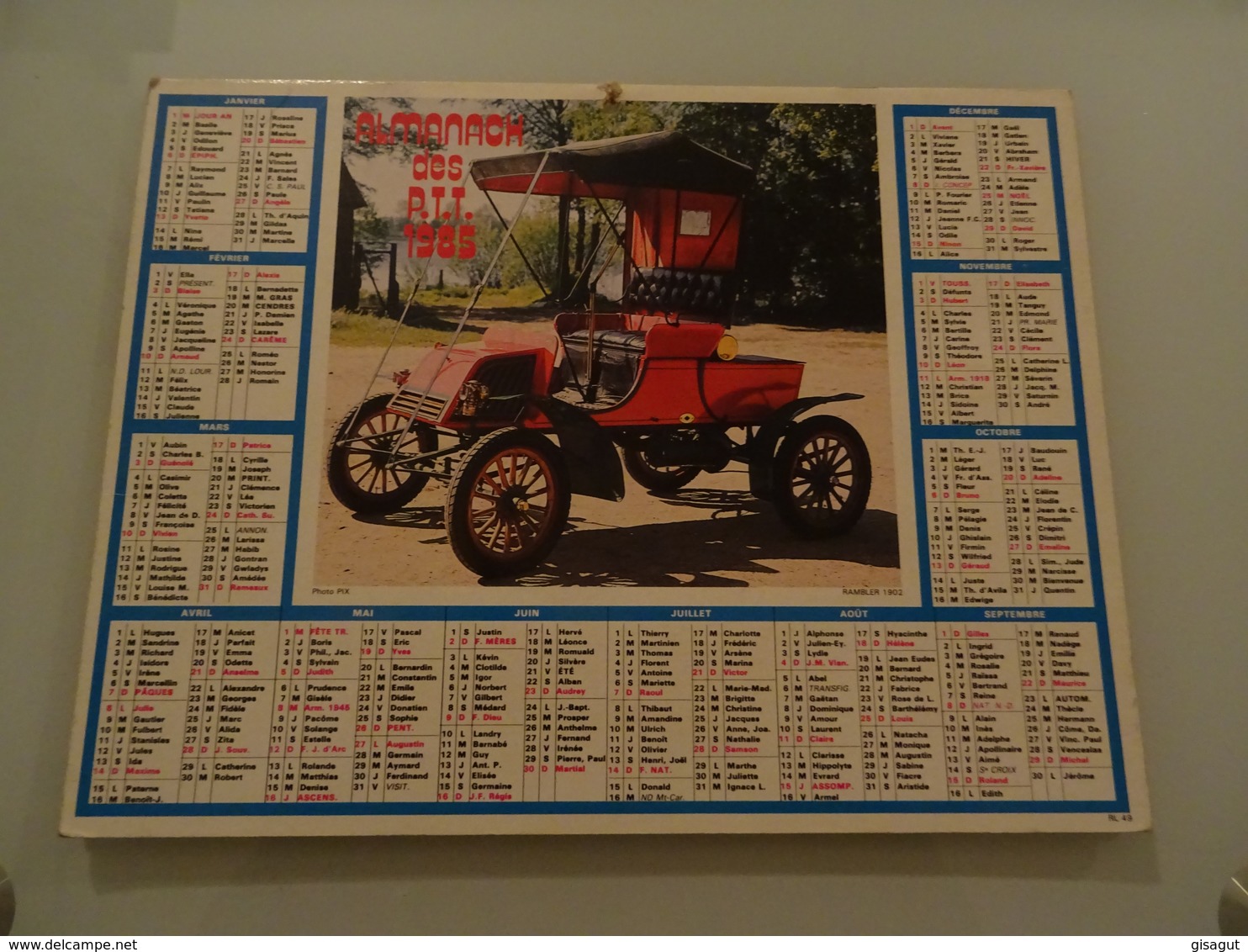 Almanach Ptt De 1985 Recto Voiture Rambler 1902  Verso Ford N Usa - Big : 1981-90