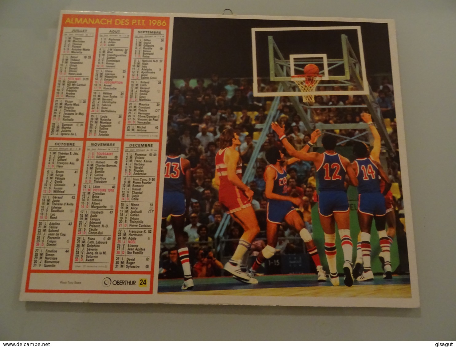 Almanach Ptt De 1986 Recto Voiture FI Alain Prost  Verso Equipe De Basket - Tamaño Grande : 1981-90