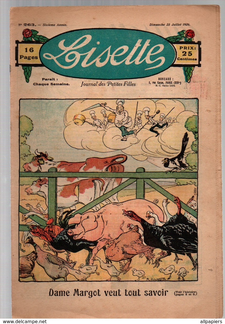 Lisette N°263 L'utilisation Des Carrés Brodés - Patron Une Barboteuse Pour Fillette - Le Médaillon Bleu De 1926 - Lisette