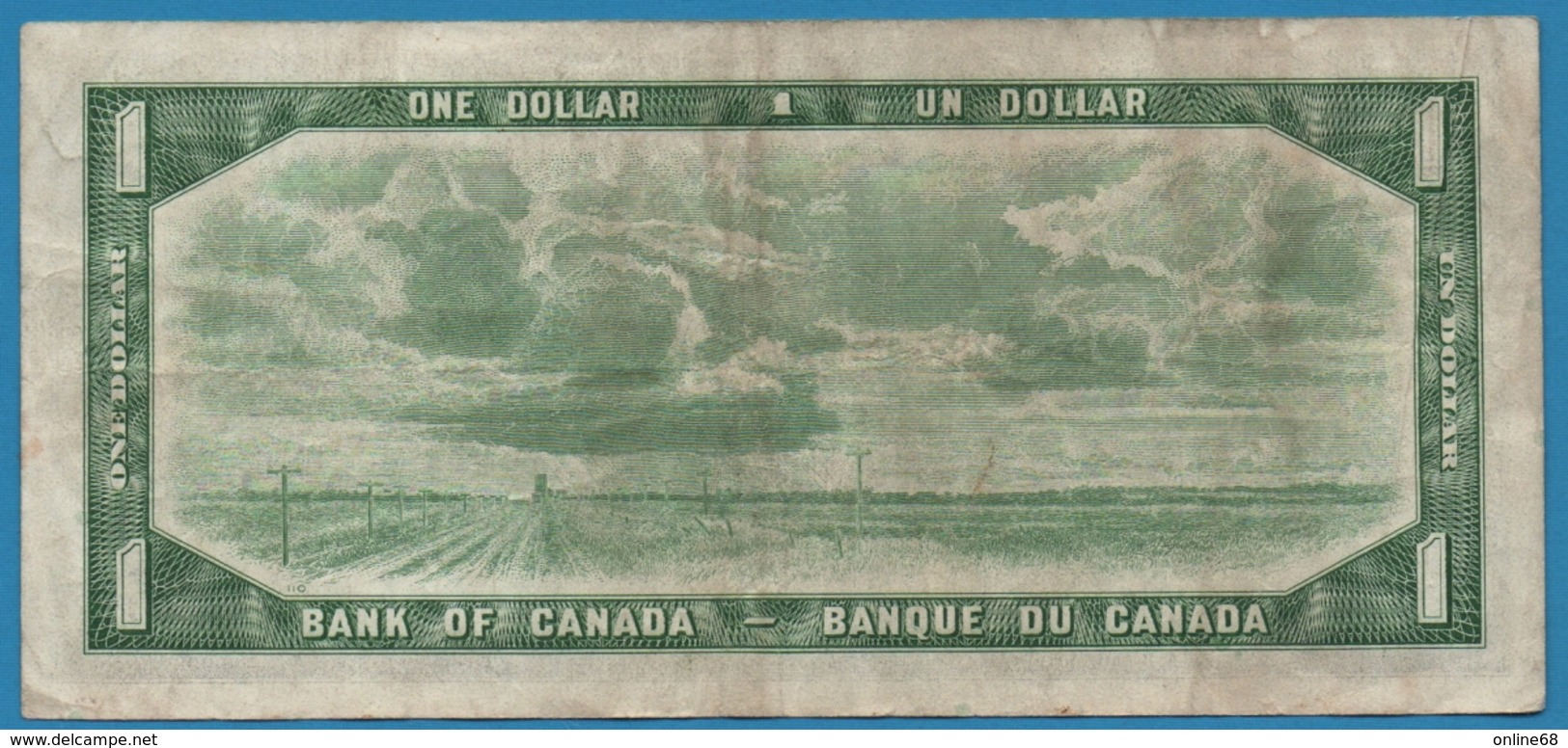 CANADA 1 Dollar	1954	Serial# LZ 1739559 	P# 75b - Canada