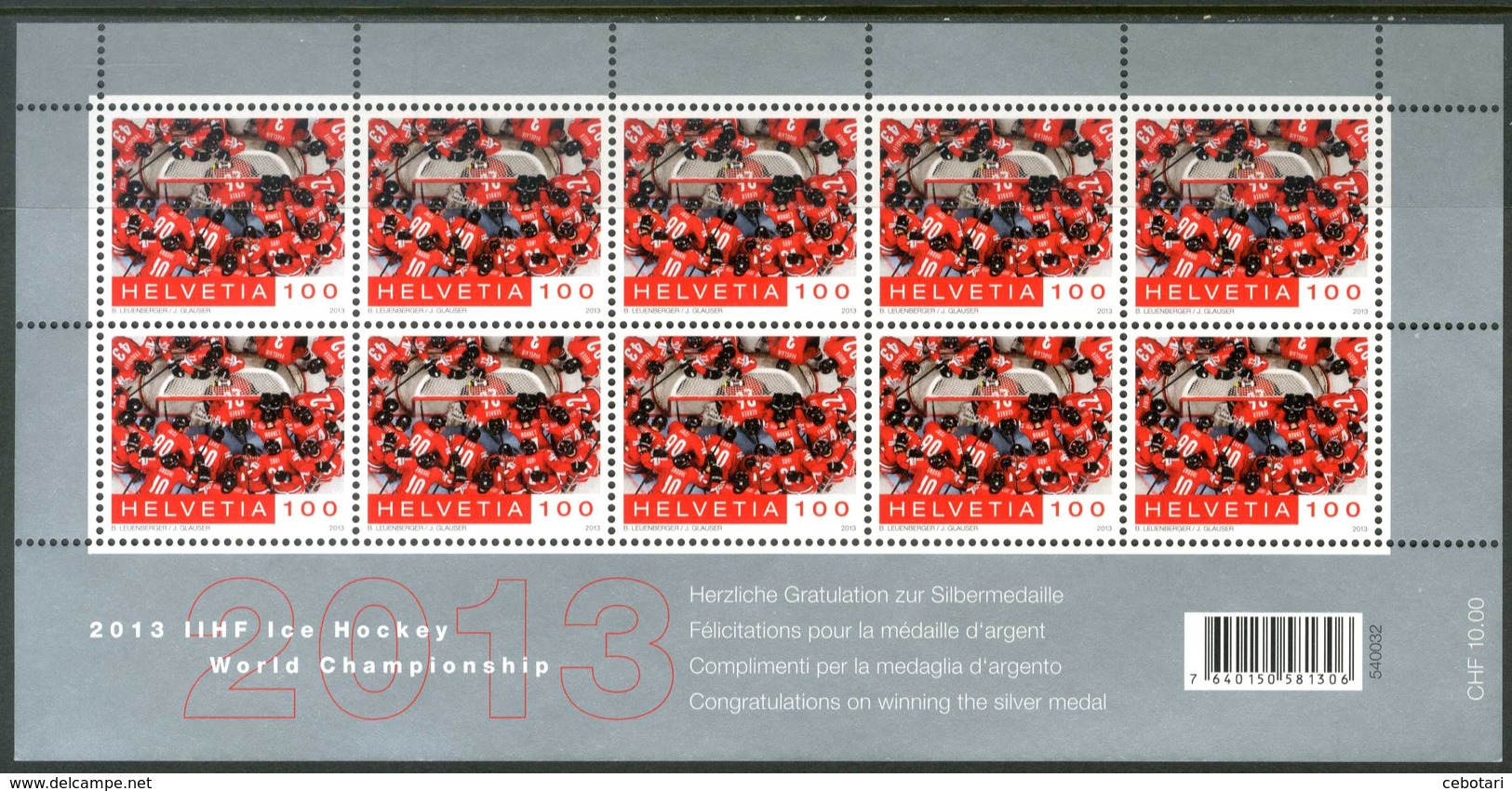 SVIZZERA / HELVETIA 2013** - Ice Hockey - World Championship - Block MNH, Come Da Scansione. - Eishockey