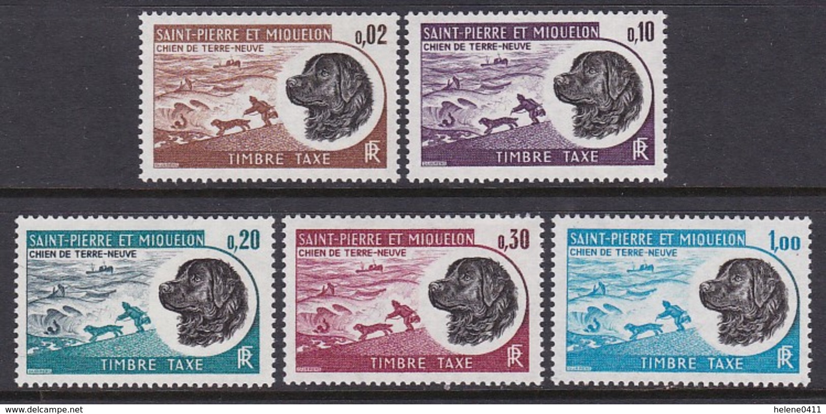 SERIE NEUVE DE ST-PIERRE ET MIQUELON - CHIEN DE TERRE-NEUVE N° Y&T TAXE 77 A 81 - Dogs