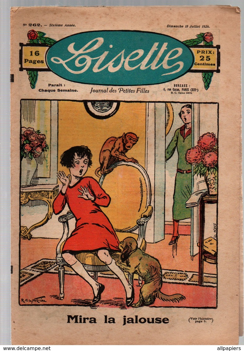 Lisette N°262 A La Pêche Aux Crabes - Partition Frère Jacques - Leçon De Couture - Jeannick Et Friquet De 1926 - Lisette