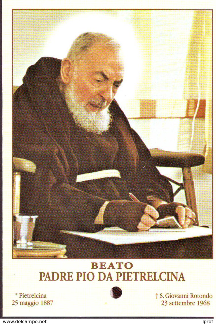 Reliquia Beato Padre Pio  Che Scrive, Santino Pieghevole Con Preghiera - Religione & Esoterismo