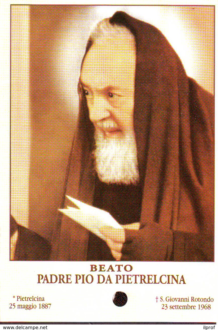 Reliquia Beato Padre Pio  Con Foglio In Mano, Santino Pieghevole Con Preghiera - Religión & Esoterismo